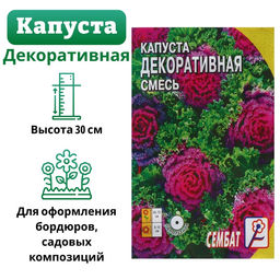 Цена за 4 шт. Семена цветов Капуста Декоративная, смесь, 40 шт., «Сембат»