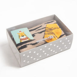 Новогодний подарочный набор Крошка Я Веселый тигруля, плед 90х90 см, носки10-12р-р  фото 7