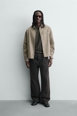 SOBRECAMISA EFECTO ANTE / Gris / Beige