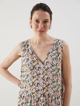 V Yaka ?i?ekli A Kesim Elbise