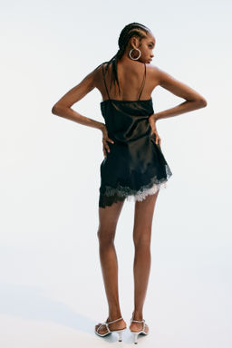 Top de sat?n con tirantes finos y ribete de encaje - H&m фото 6