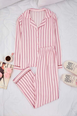 Pembe Cizgili Belmando Dokuma Pijama Tak?m? THMAW26PT00203 - Trendyolmilla фото 5