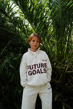 ZIP-UP SWEATSHIRT WITH TEXT PRINT