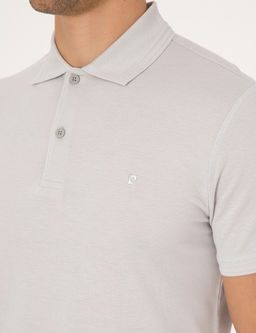 A__k Gri Slim Fit %100 Pamuk K_vr_lmaz D__meli Polo Yaka Basic Ti__rt
