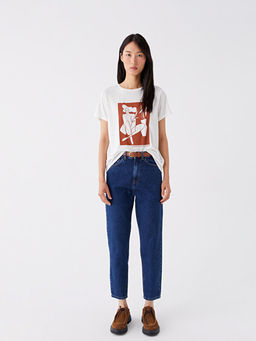 Beli Kemerli Mom Fit Kad?n Jean Pantolon