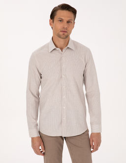 Bej Slim Fit Uzun Kollu G_mlek