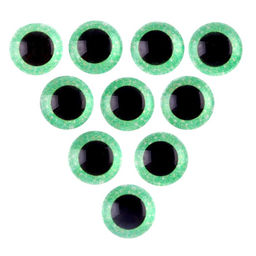Глаза на клеевой основе, набор 10 шт., размер 1 шт. 10 мм, цвет зелёный с блёстками - Школа талантов фото 2