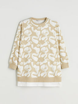 Bisiklet Yaka Desenli Kad?n Sweatshirt Tunik