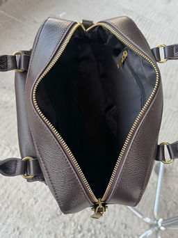 Женская кожаная сумка бочонок 3132 Кофе