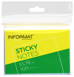 Цена за 2 шт. Блок самоклеящийся INFORMAT 51х76 мм 100 листов, голубой пастель