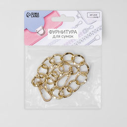 Цена за 4 шт. Цепочка для сумки, с карабинами, металлическая, плоская, 19×15 мм, 30 см, цвет золотой