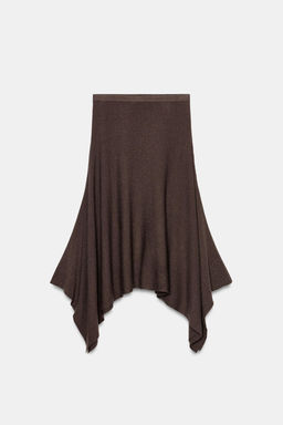 FALDA MIDI ASIM?TRICA PUNTO / Marr?n - Zara фото 6