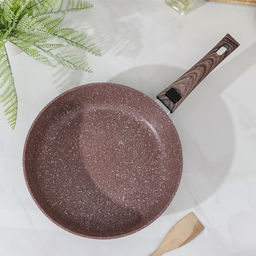 Сковорода Доляна «Брауни», d=28 см, съёмная ручка, стеклянная крышка, антипригарное покрытие, индукция, алюминий, коричневая