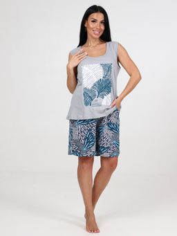 672 ПИЖАМА (шорты) (Серый-изумруд) - А-дина фото 2