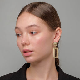 Серьги металл Барбадос прямоугольник, цвет золото - Queen fair фото 2