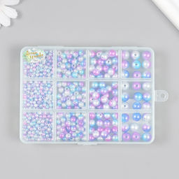 Бусины в шкатулке «Градиент голубо-сиреневый», 12 делений, 10×13.5×1.8 см