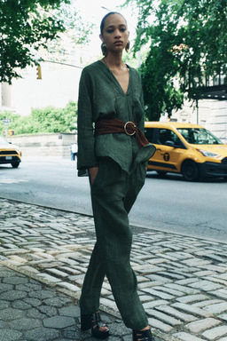 ZW COLLECTION 100% RAMIE PYJAMA-STYLE TROUSERS - Zara фото 10