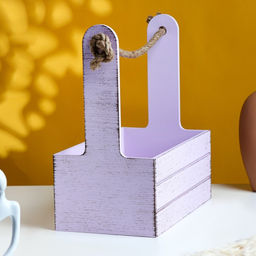 Кашпо деревянное 25.51530 см Прованс, ручка канат, сиреневый - Дарим красиво фото 2