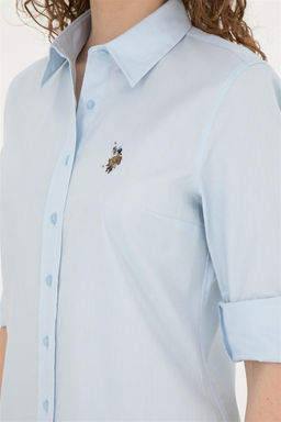 Женская голубая базовая рубашка с длинным рукавом - U.s. polo assn фото 7