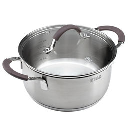 Кастрюля из нержавеющей стали Lira 2л, д18см, h8,8см, s0,5мм, дно д16см, s4мм, стеклянная жаропрочная крышка, стальной обод, пароотвод, силиконовые вставки коричневого цвета, капсулированное дно, полировка внешняя - матовая, внутренняя - матовая, м - Домашняя мода фото 2