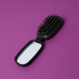 Расчёска массажная, складная, зеркалом, 9.5×5.5 см, чёрная