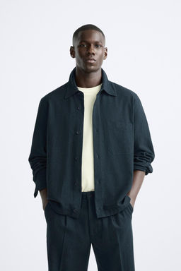 COTTON/LINEN SEERSUCKER OVERSHIRT - Zara фото 2