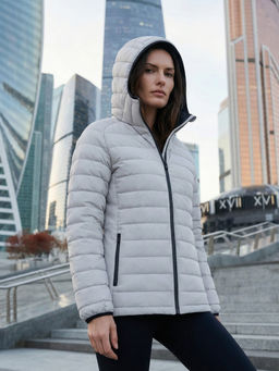 Куртка женская гибридная стёганая с капюшоном с графеновой подкладкой синего цвета 9622_1S - Valianly фото 56