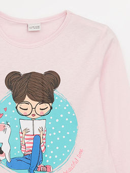 Bisiklet Yaka Bask?l? Uzun Kollu K?z ?ocuk Ti??rt - Waikiki фото 2