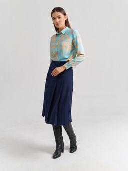 Расклешенная юбка со складками из костюмной ткани с добавлением шерсти