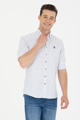 U. S. Polo Assn Мужская темно-синяя белая рубашка в клетку