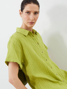 Dokulu Oversize M?slin G?mlek Elbise