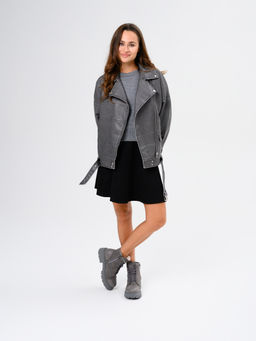 Ботинки 319.taskanagr.Серый замок замша+игуана/байка