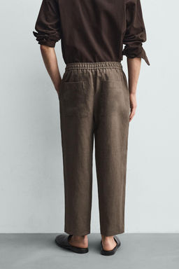 PANTAL?N RELAXED FIT 100% LINO / Marr?n / Topo - Zara фото 12