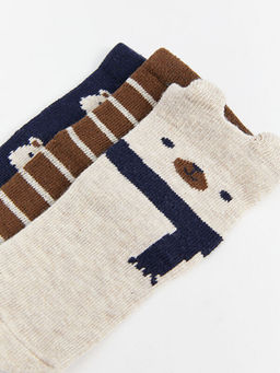 Bask?l? Erkek Bebek Soket ?orap 3l? - Waikiki фото 3