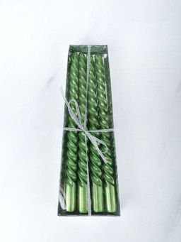 Свеча стержень 4 штуки 20 см витая глянец / MG-104 /уп 144/ зеленая - ГалеонТрейд фото 4