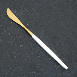 Нож столовый Magistro «Блинк», длина 22 см, на подвесе, нержавеющая сталь, золотистый, белая ручка