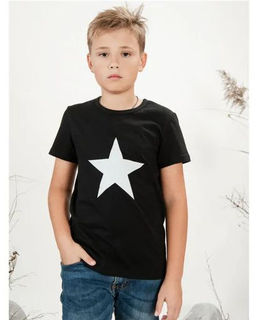 Футболка д/м принт "Звезда", цвет чёрный, 100% х/б