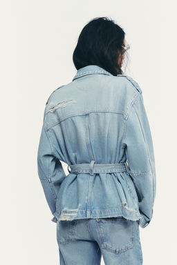 BELTED TRF DENIM JACKET - Zara фото 5
