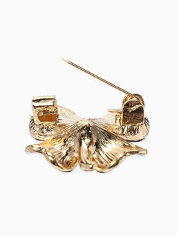 Брошь «Клевер» матовая, цвет белый в золоте