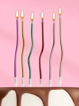 Цена за 2 шт. Свечи для торта витые «С днем рождения», 6 шт., 16.5 см, разноцветные