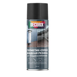 Герметик-спрей жидкая резина черный "DECORIX" 520мл от трещин и протечек