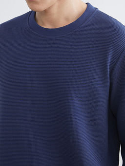 Bisiklet Yaka Dokulu Erkek Sweatshirt