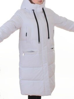 2129-A WHITE Пальто зимнее женское (200 гр. холлофайбер) - Фабричный китай фото 2