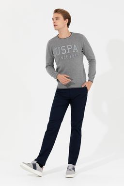 U. S. Polo Assn Мужской серый меланжевый трикотаж с круглым вырезом - U.s. polo assn фото 4