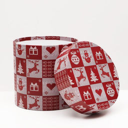 Набор круглых новогодних коробок 5 в 1 Вязаный 2, 23?23?25 - 15?15?15 см - UPAK LAND фото 3