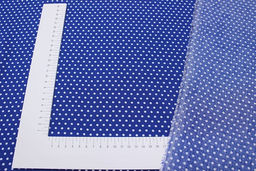 Штапель Белый горох (3мм) цв.т.василек, ш.1.43м, вискоза-100%, 90гр/м.кв - Купава фото 5