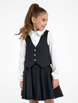 Серый школьный жилет для девочки Mooriposh, модель 1120
