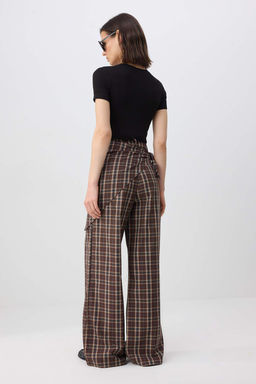 Cok Renkli Fularl? Ekoseli Genis Paca Pantolon TWOSS26PL00140