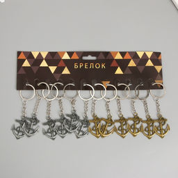 Цена за 12 шт. Металлический брелок для ключей на кольце «Якорь и веревка», 4×3 см, МИКС