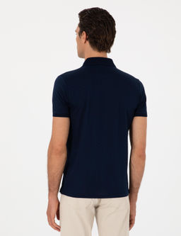 Lacivert Slim Fit Desenli Polo Yaka T-shirt